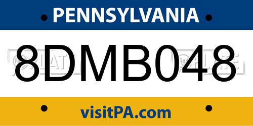 8DMB048 Pennsylvania License Plate