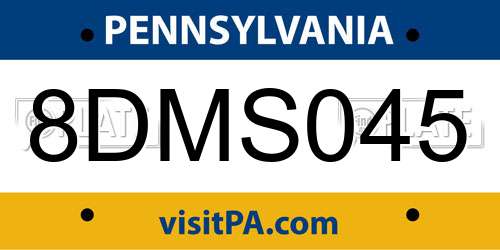 8DMS045 Pennsylvania License Plate