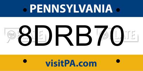 8DRB70 Pennsylvania License Plate