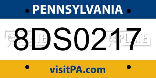 8DS0217 Pennsylvania License Plate