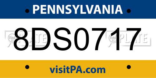 8DS0717 Pennsylvania License Plate