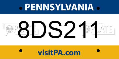 8DS211 Pennsylvania License Plate