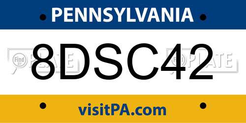 8DSC42 Pennsylvania License Plate