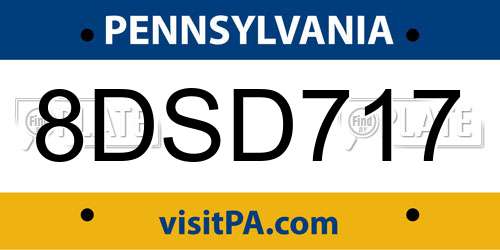 8DSD717 Pennsylvania License Plate