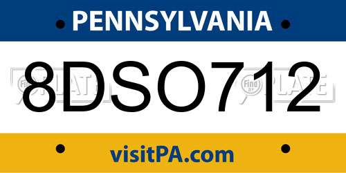 8DSO712 Pennsylvania License Plate