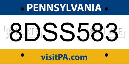 8DSS583 Pennsylvania License Plate