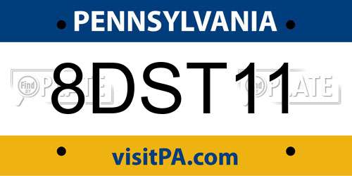 8DST11 Pennsylvania License Plate