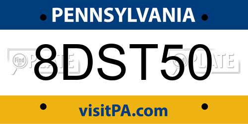 8DST50 Pennsylvania License Plate