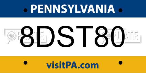 8DST80 Pennsylvania License Plate