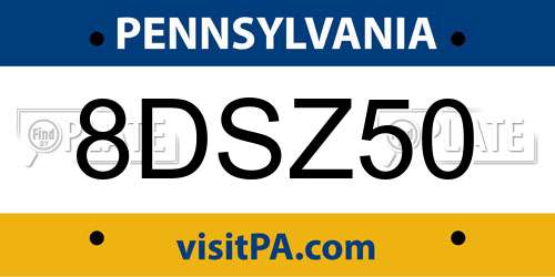 8DSZ50 Pennsylvania License Plate