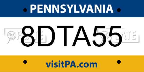 8DTA55 Pennsylvania License Plate