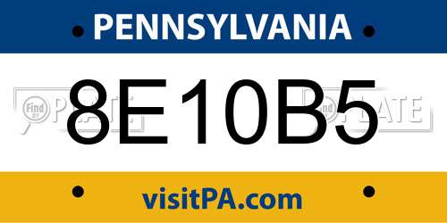 8E10B5 Pennsylvania License Plate
