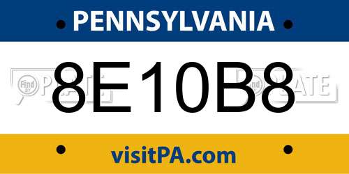 8E10B8 Pennsylvania License Plate