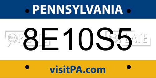 8E10S5 Pennsylvania License Plate
