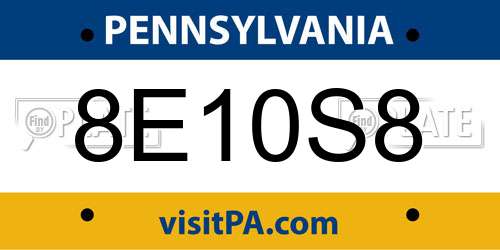 8E10S8 Pennsylvania License Plate