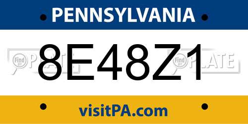 8E48Z1 Pennsylvania License Plate