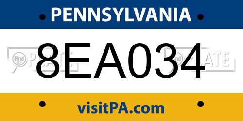 8EA034 Pennsylvania License Plate