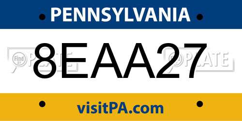 8EAA27 Pennsylvania License Plate