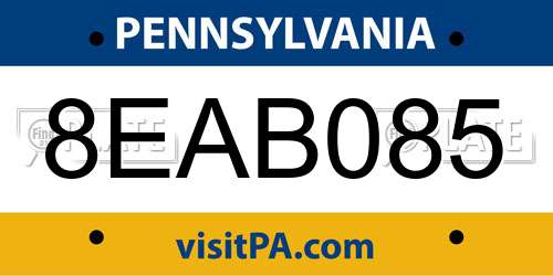 8EAB085 Pennsylvania License Plate