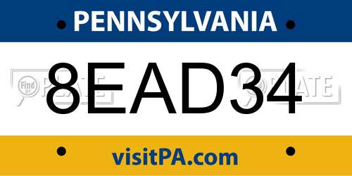 8EAD34 Pennsylvania License Plate