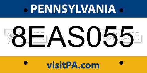8EAS055 Pennsylvania License Plate