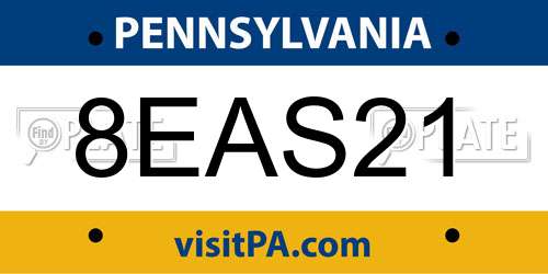 8EAS21 Pennsylvania License Plate