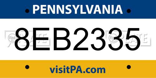 8EB2335 Pennsylvania License Plate