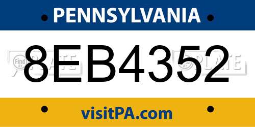 8EB4352 Pennsylvania License Plate