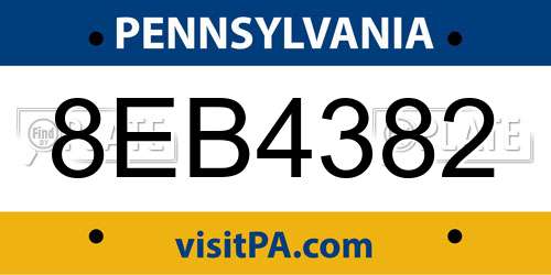 8EB4382 Pennsylvania License Plate