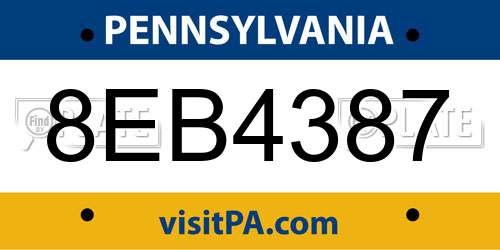 8EB4387 Pennsylvania License Plate