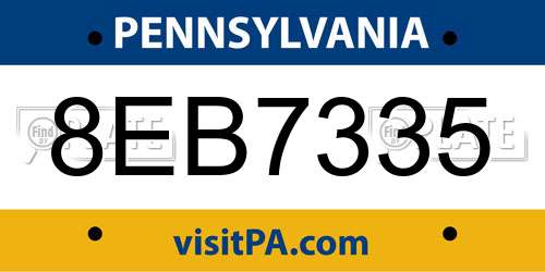 8EB7335 Pennsylvania License Plate