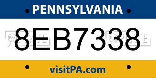 8EB7338 Pennsylvania License Plate