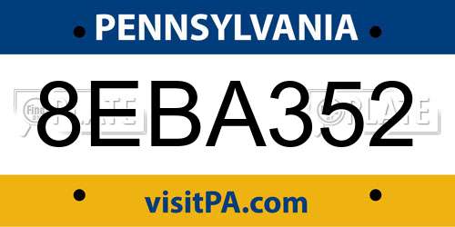 8EBA352 Pennsylvania License Plate