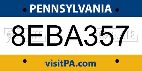 8EBA357 Pennsylvania License Plate