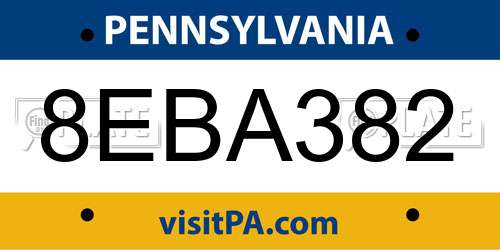 8EBA382 Pennsylvania License Plate