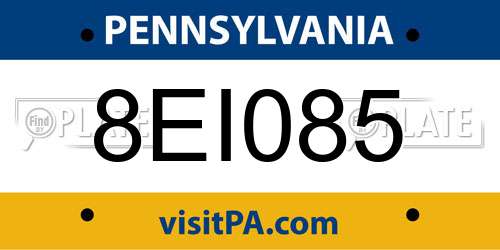 8EI085 Pennsylvania License Plate