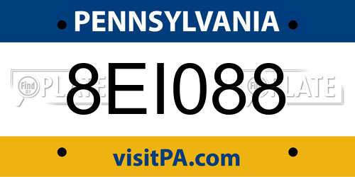 8EI088 Pennsylvania License Plate