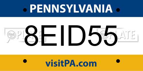 8EID55 Pennsylvania License Plate