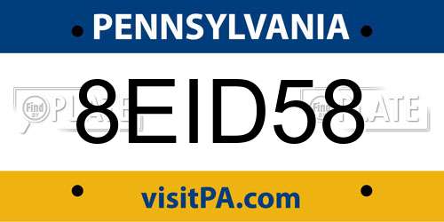 8EID58 Pennsylvania License Plate