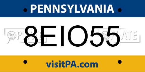 8EIO55 Pennsylvania License Plate