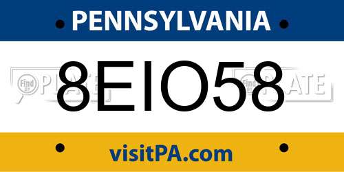 8EIO58 Pennsylvania License Plate