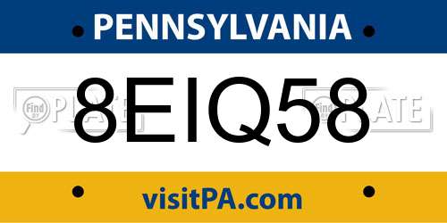 8EIQ58 Pennsylvania License Plate