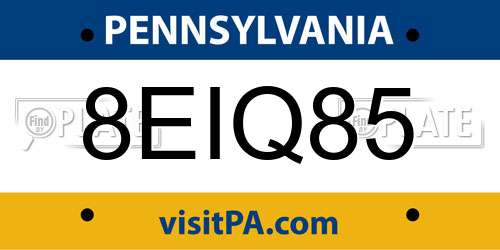 8EIQ85 Pennsylvania License Plate