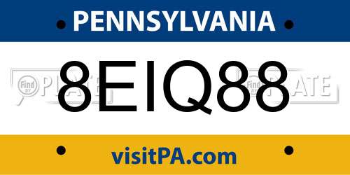 8EIQ88 Pennsylvania License Plate