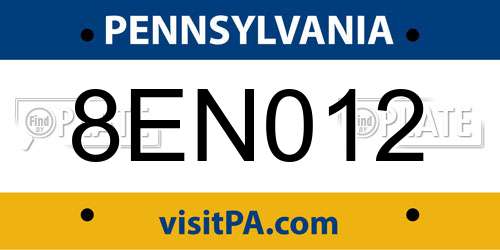 8EN012 Pennsylvania License Plate