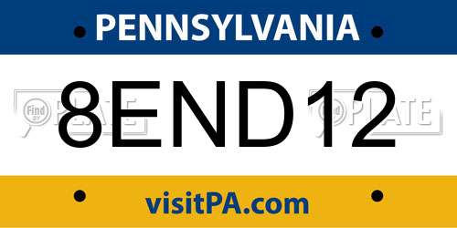 8END12 Pennsylvania License Plate