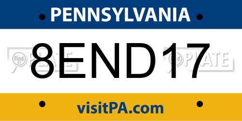 8END17 Pennsylvania License Plate