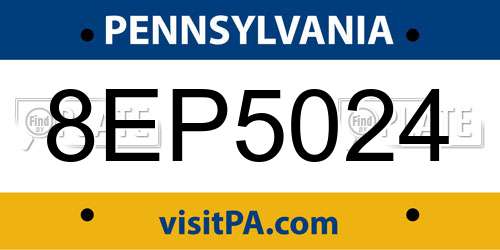8EP5024 Pennsylvania License Plate