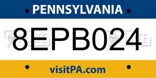 8EPB024 Pennsylvania License Plate