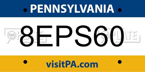 8EPS60 Pennsylvania License Plate